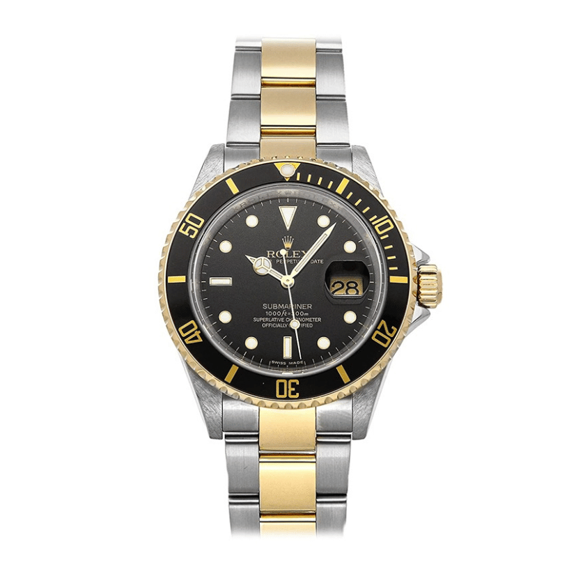 rolex oyster perpetual date submariner gold and steel